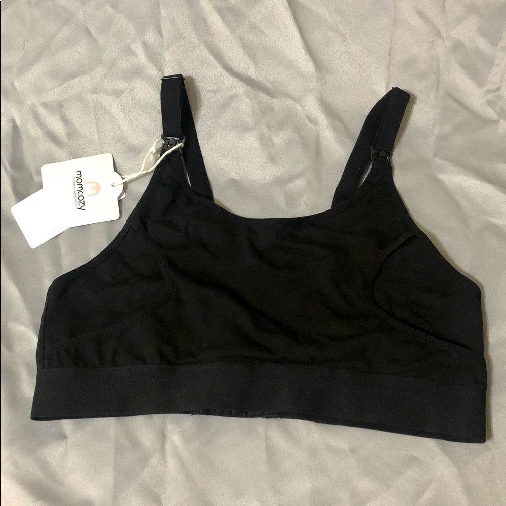 New Momcozy Hands Free Lightweight Nursing Pumping Bra Black Bralette